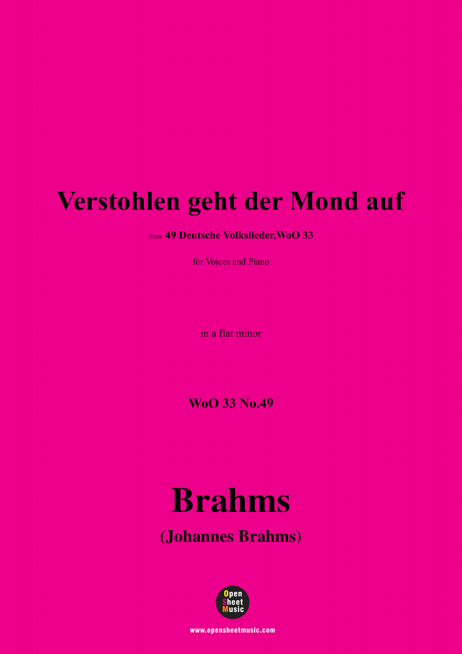 Brahms-Verstohlen geht der Mond auf,in a flat minor Piano, Vocal scores gallery preview page 1
