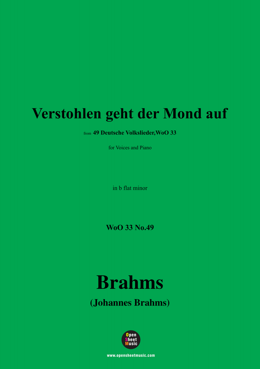 Brahms-Verstohlen geht der Mond auf,in b flat minor Piano, Vocal scores gallery preview page 1