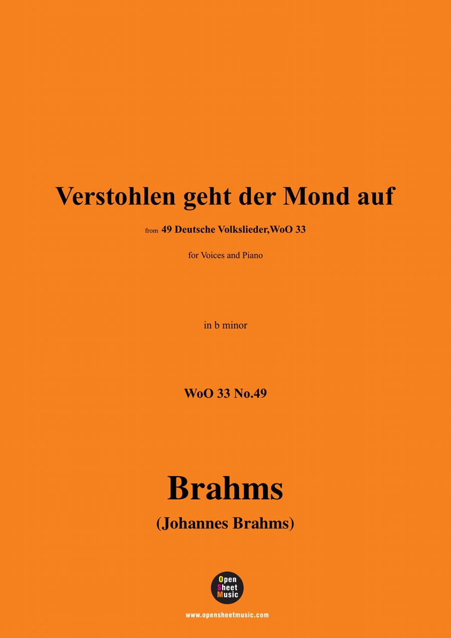 Brahms-Verstohlen geht der Mond auf,in b minor Piano, Vocal scores gallery preview page 1