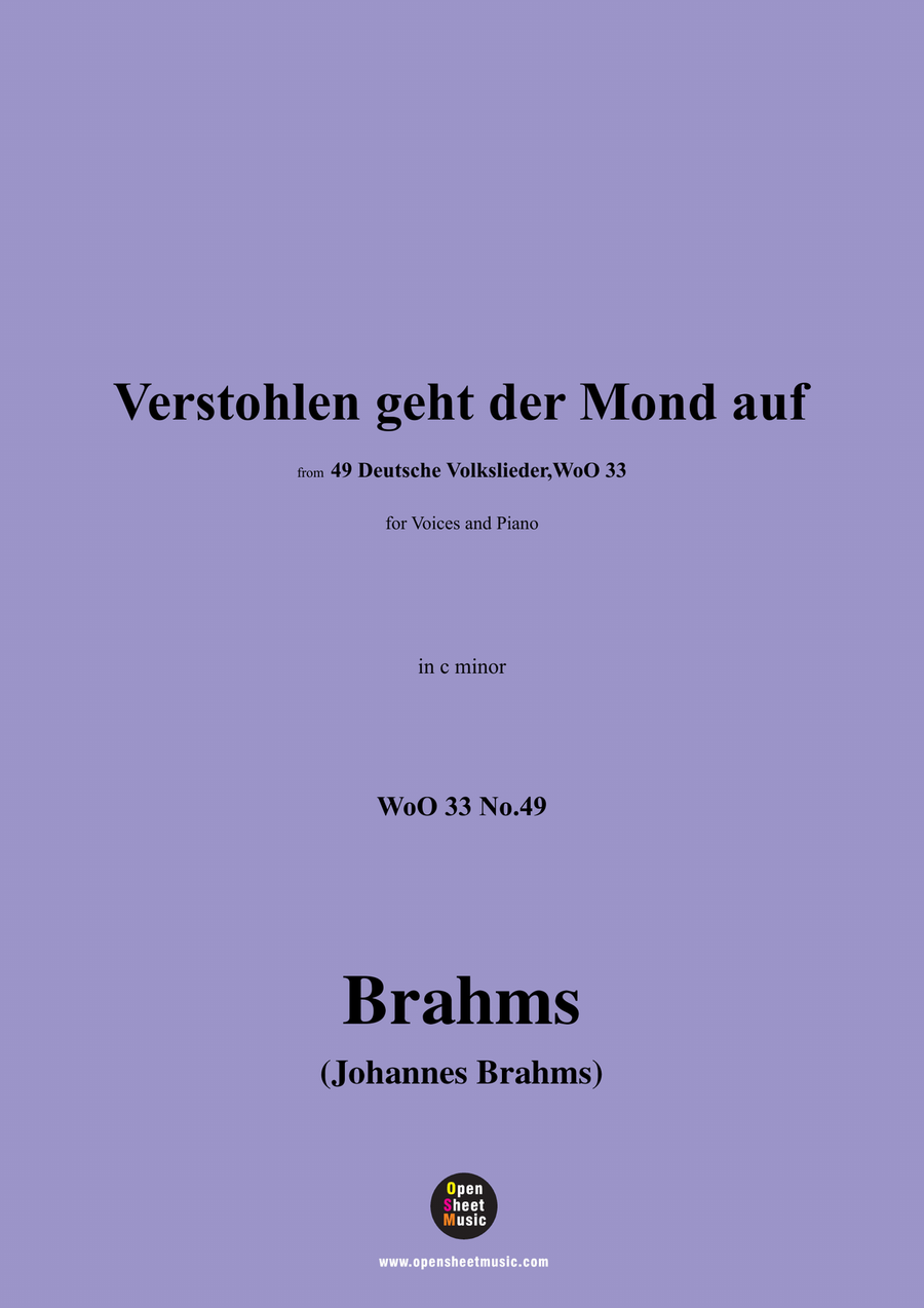 Brahms-Verstohlen geht der Mond auf,in c minor Piano, Vocal scores gallery preview page 1