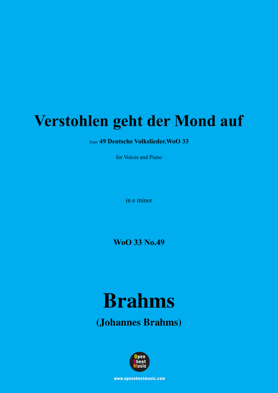 Brahms-Verstohlen geht der Mond auf,in e minor Piano, Vocal scores gallery preview page 1