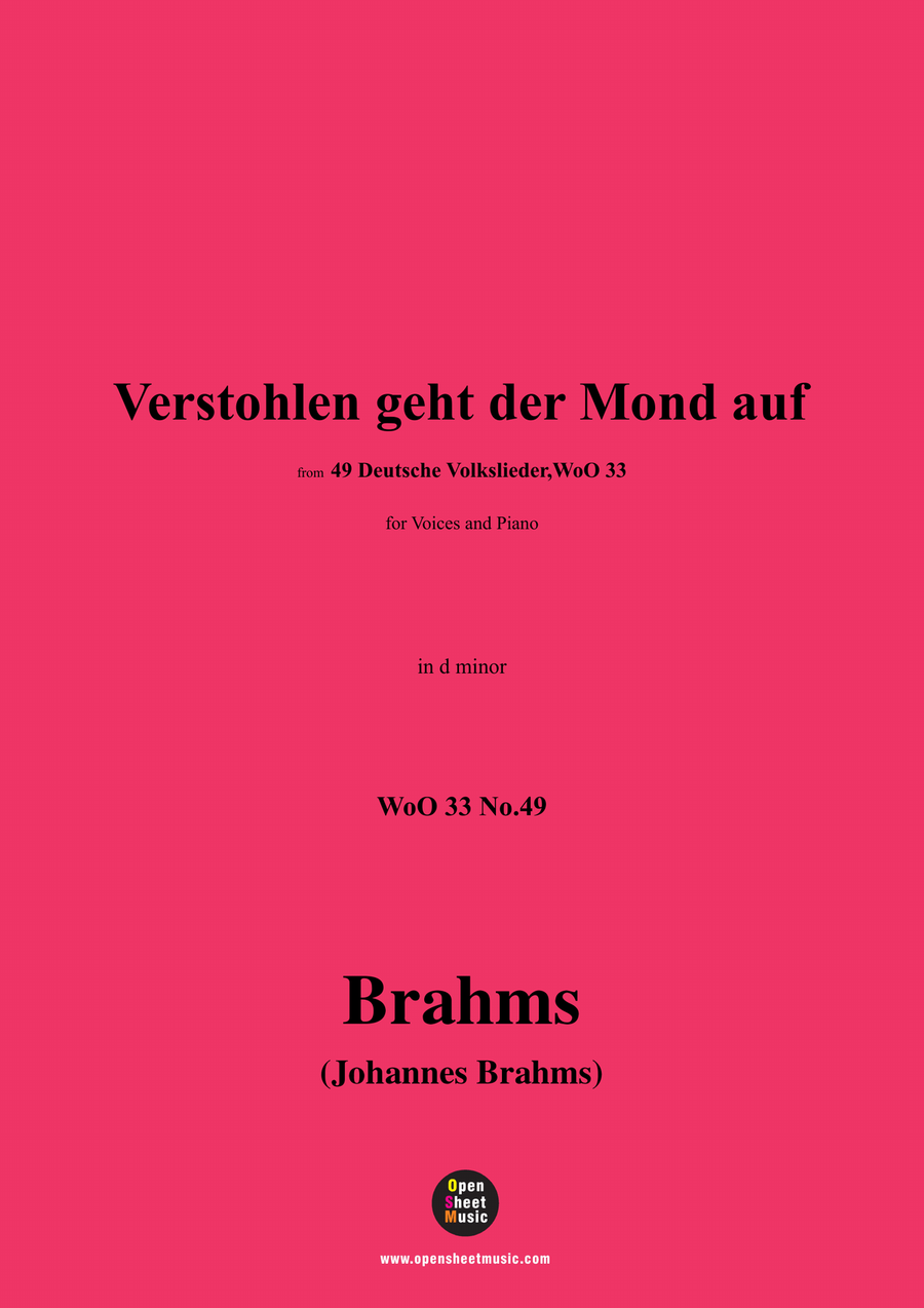 Brahms-Verstohlen geht der Mond auf,in d minor Piano, Vocal scores gallery preview page 1