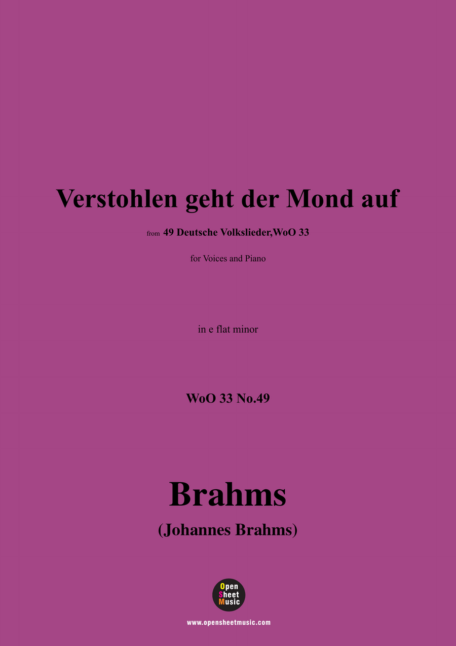 Brahms-Verstohlen geht der Mond auf,in e flat minor Piano, Vocal scores gallery preview page 1