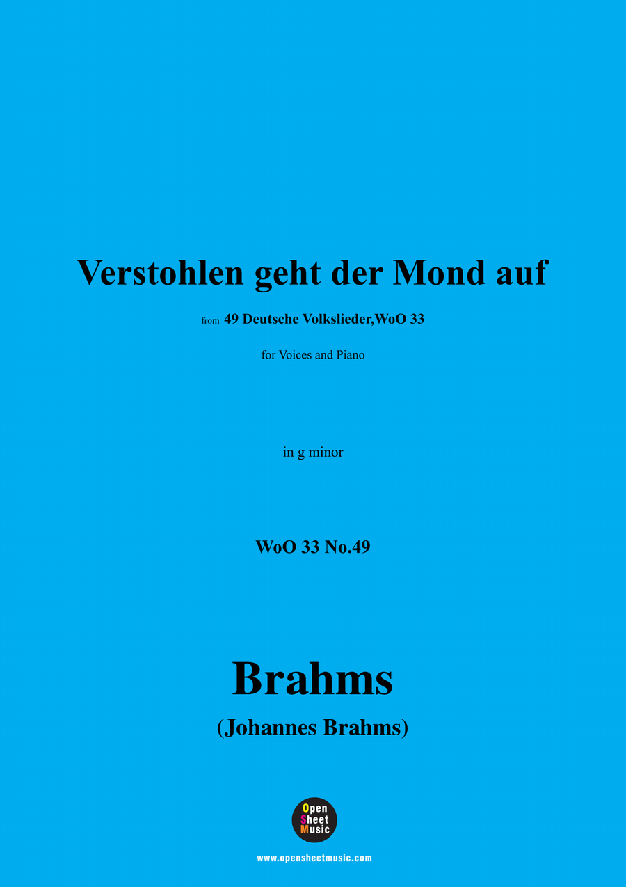Brahms-Verstohlen geht der Mond auf,in g minor Piano, Vocal scores gallery preview page 1