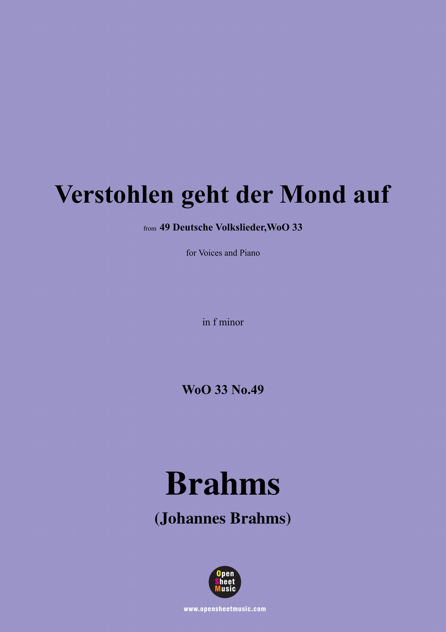 Brahms-Verstohlen geht der Mond auf,in f minor Piano, Vocal scores gallery preview page 1
