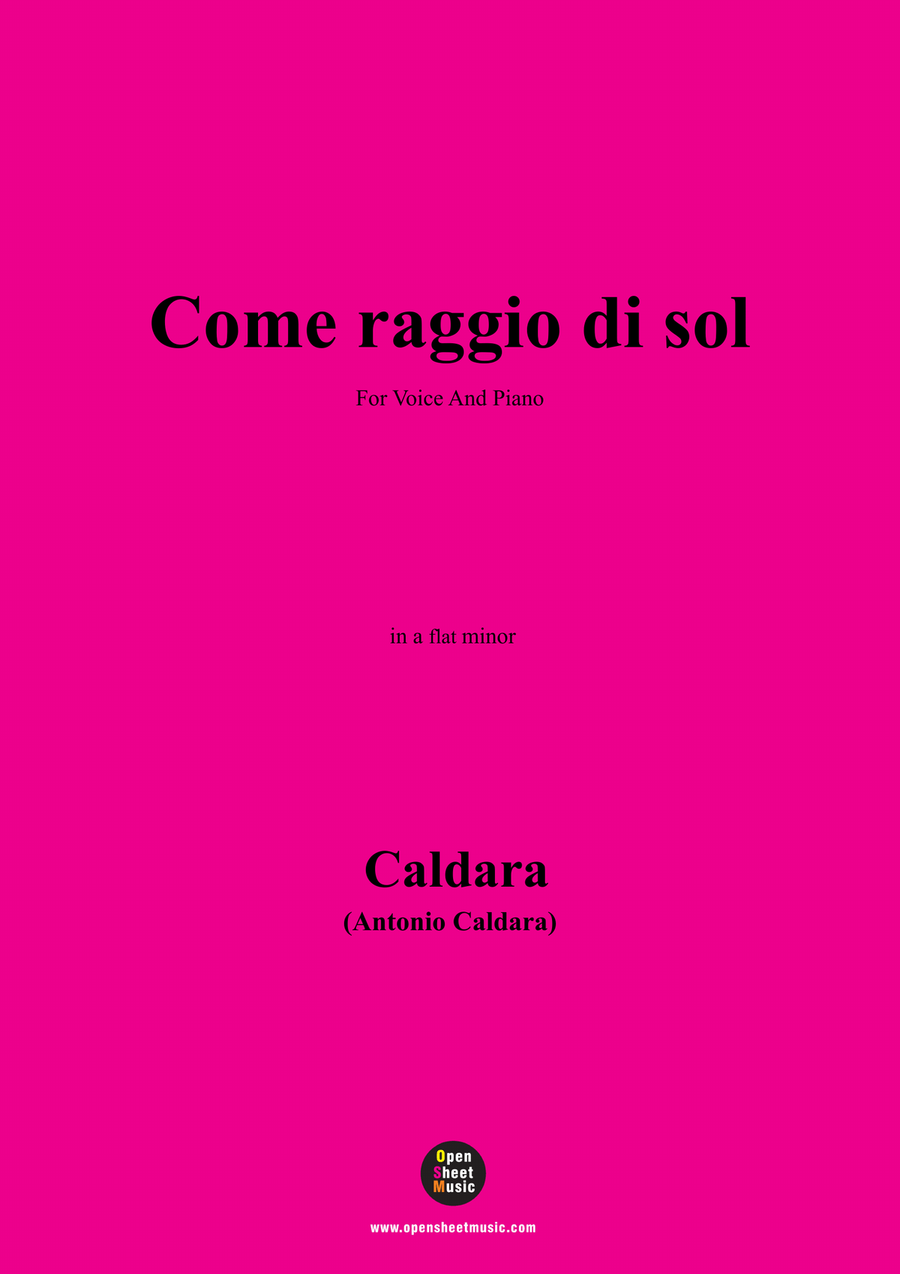 Caldara-Come raggio di sol,in a flat minor Piano, Vocal scores gallery preview page 1