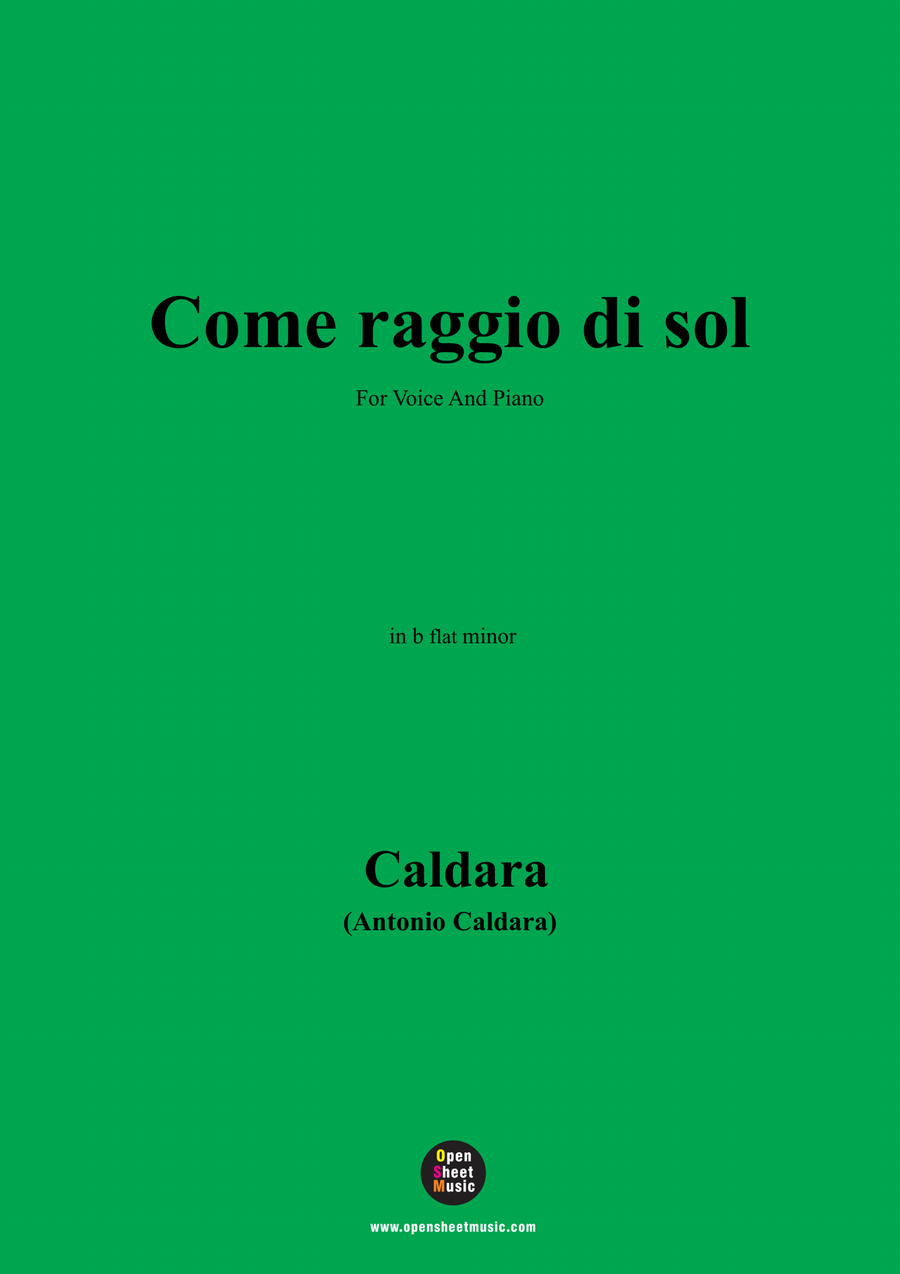 Caldara-Come raggio di sol,in b flat minor Piano, Vocal scores gallery preview page 1