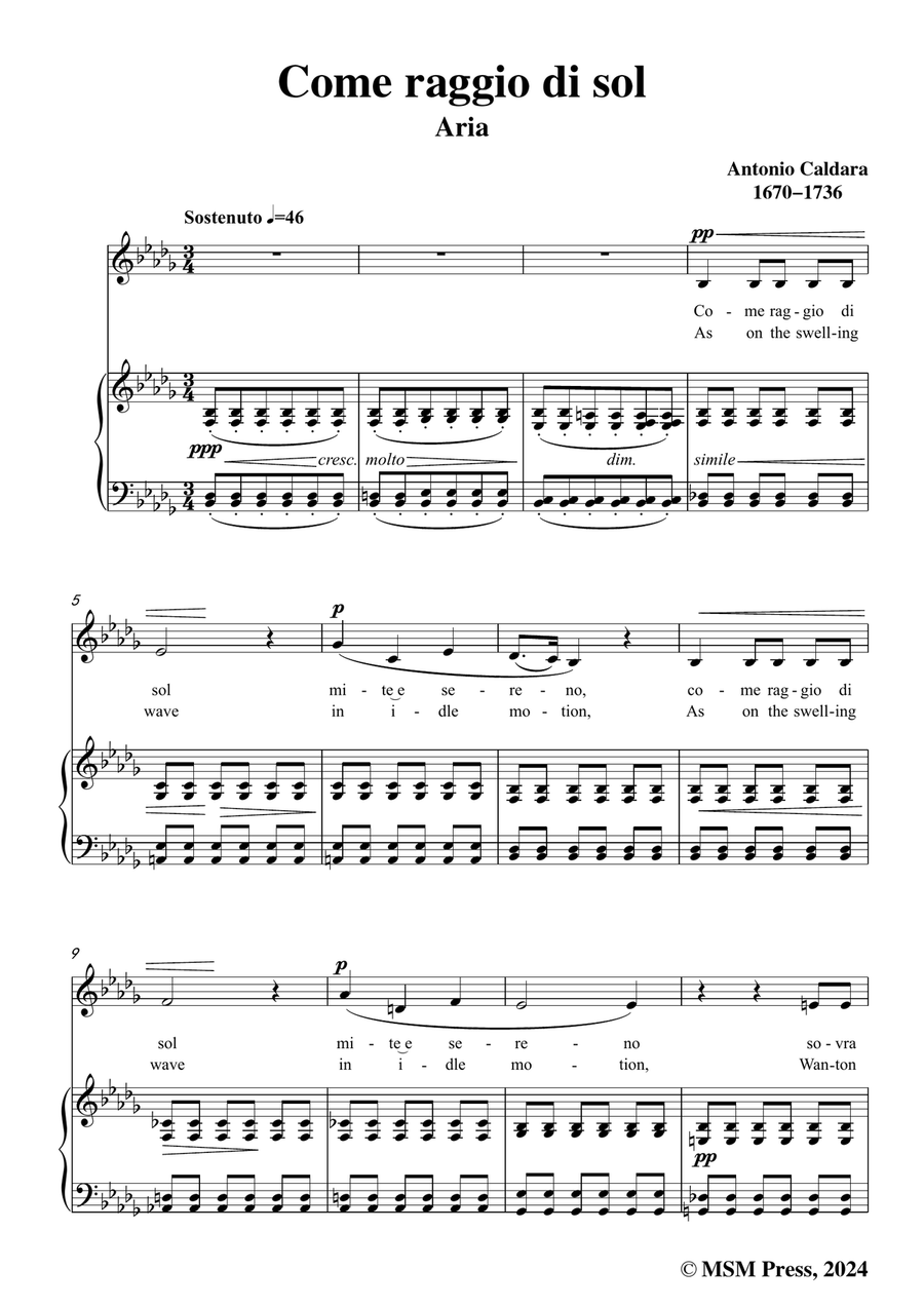 Caldara-Come raggio di sol,in b flat minor Piano, Vocal scores gallery preview page 3