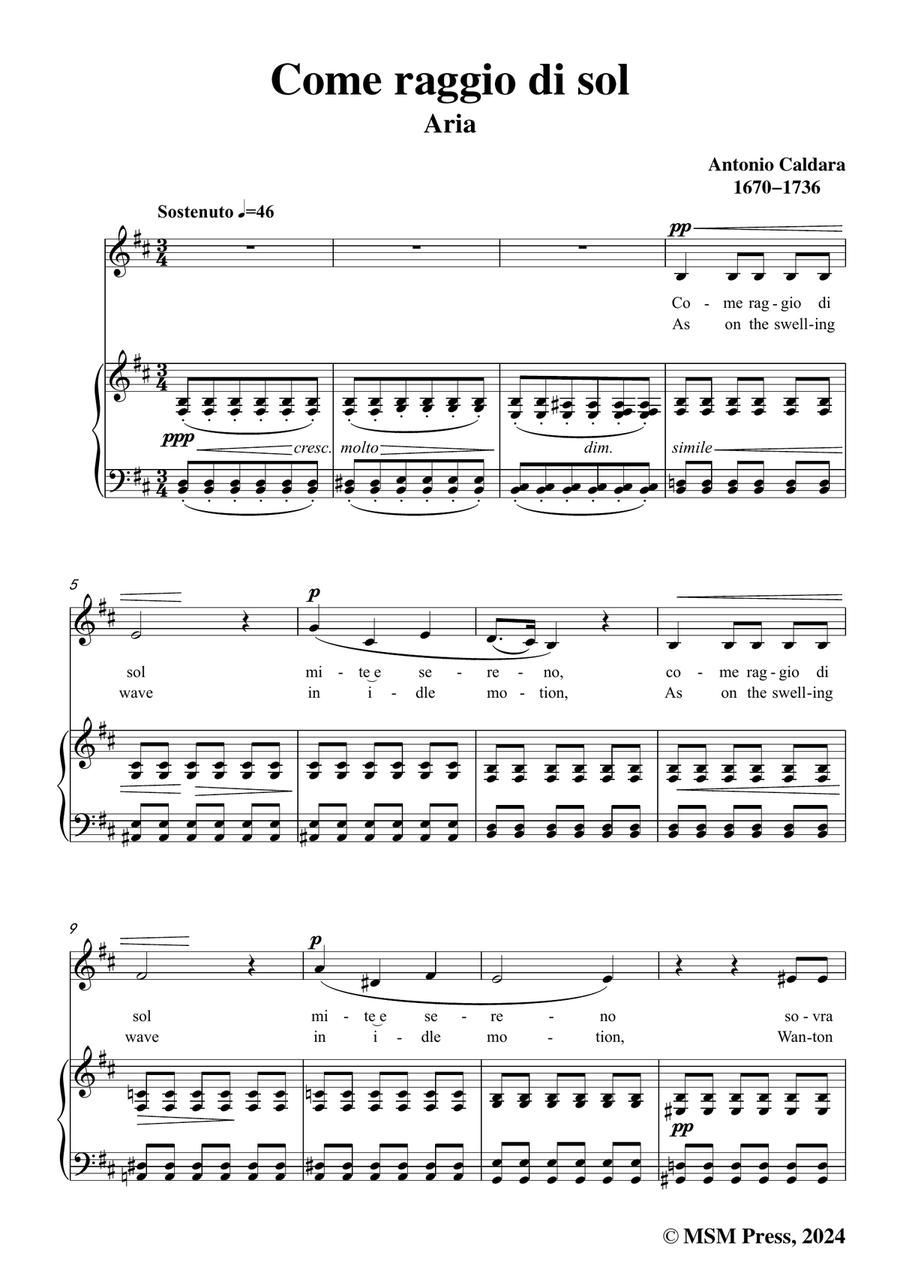 Caldara-Come raggio di sol,in b minor Piano, Vocal scores gallery preview page 3