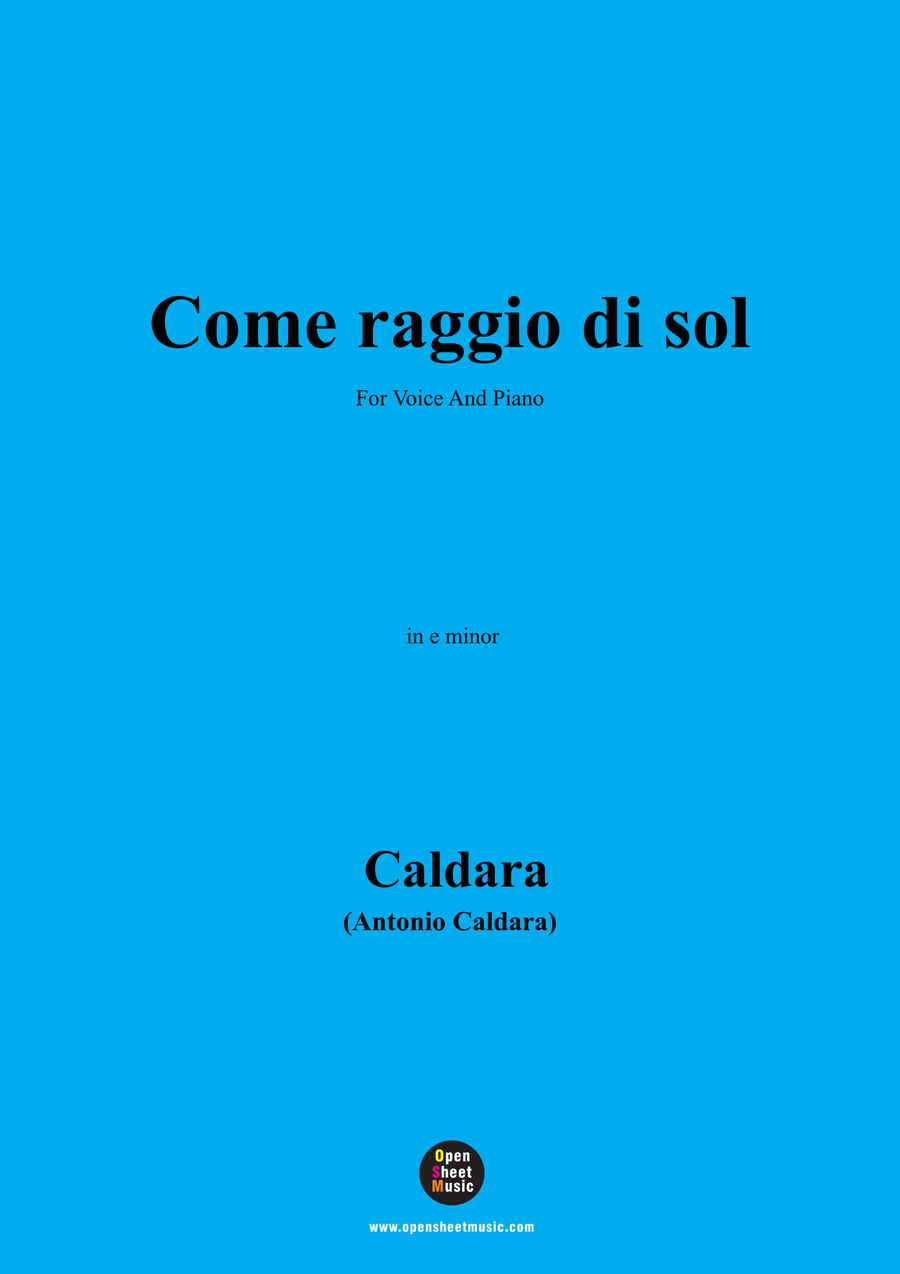 Caldara-Come raggio di sol,in e minor Piano, Vocal scores gallery preview page 1