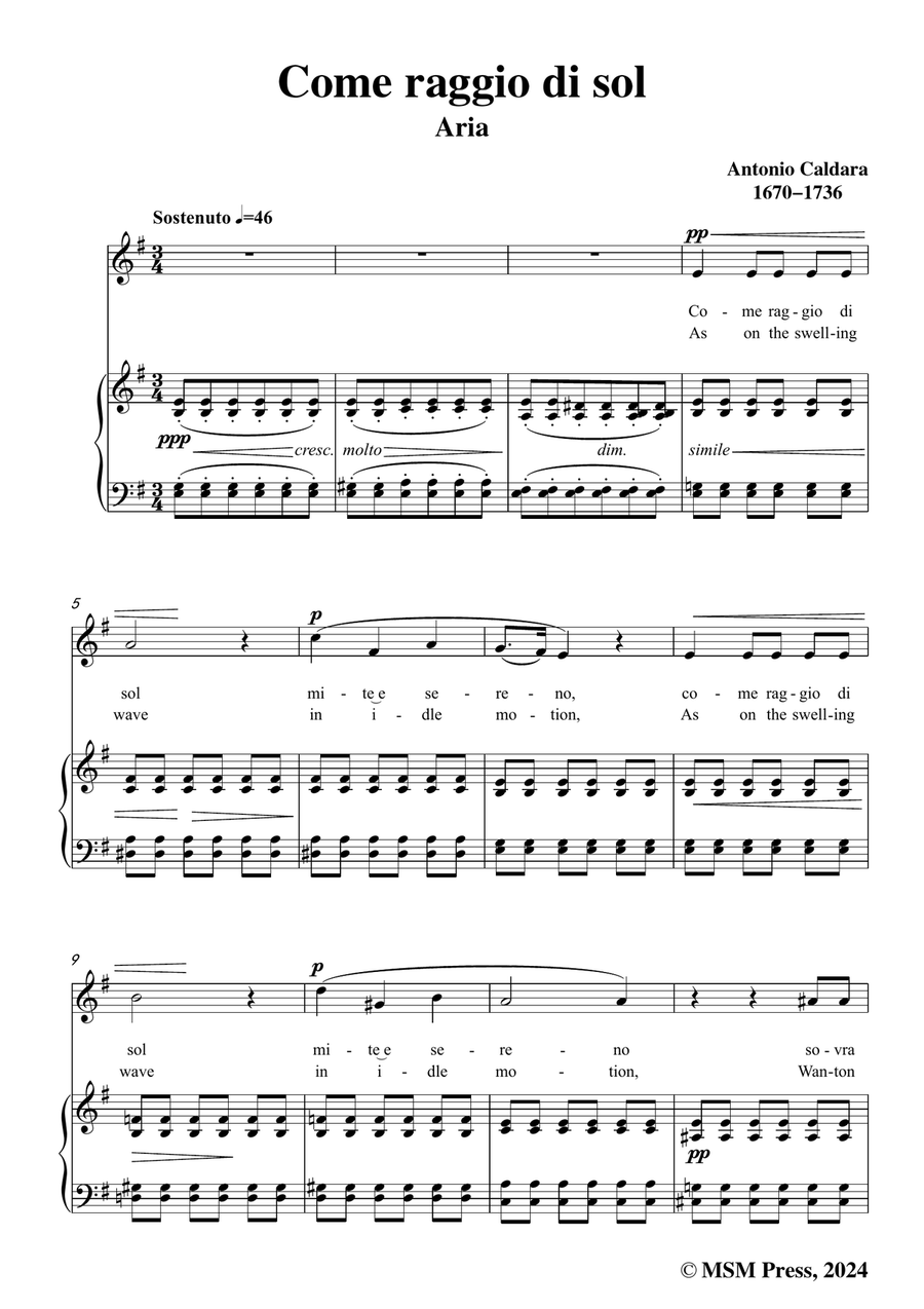 Caldara-Come raggio di sol,in e minor Piano, Vocal scores gallery preview page 3