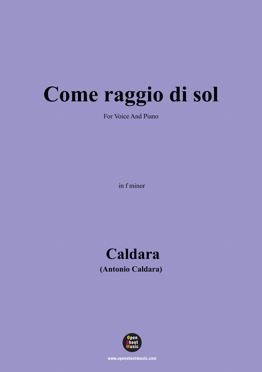 Caldara-Come raggio di sol,in f minor Piano, Vocal scores gallery preview page 1