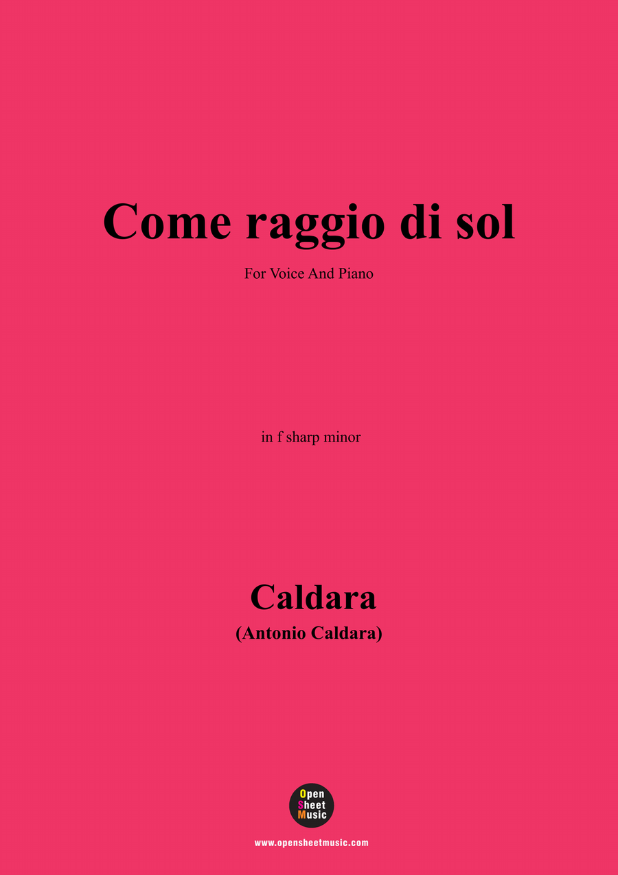 Caldara-Come raggio di sol,in f sharp minor Piano, Vocal scores gallery preview page 1