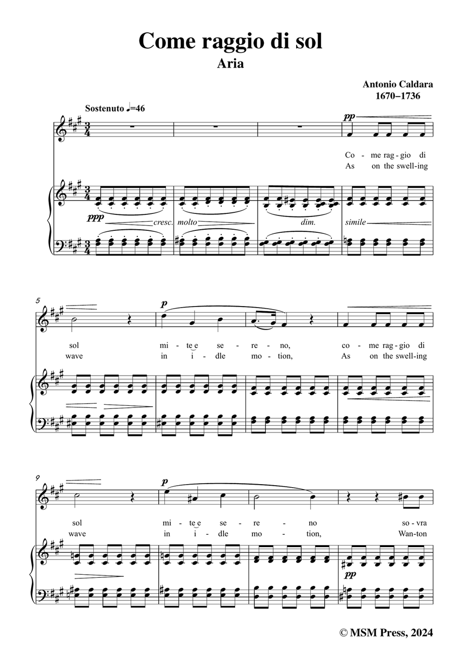 Caldara-Come raggio di sol,in f sharp minor Piano, Vocal scores gallery preview page 3
