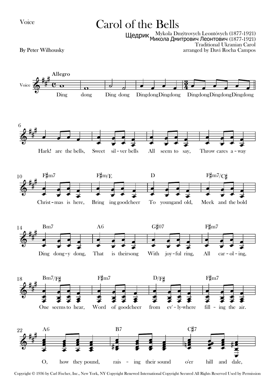 Carol Of The Bells Carol Of The Bells Piano scores gallery preview page 1