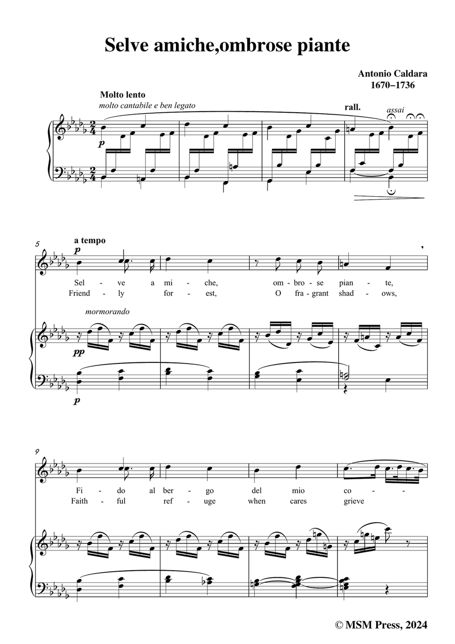 Caldara-Selve amiche,ombrose piante,in b flat minor Piano, Vocal scores gallery preview page 3