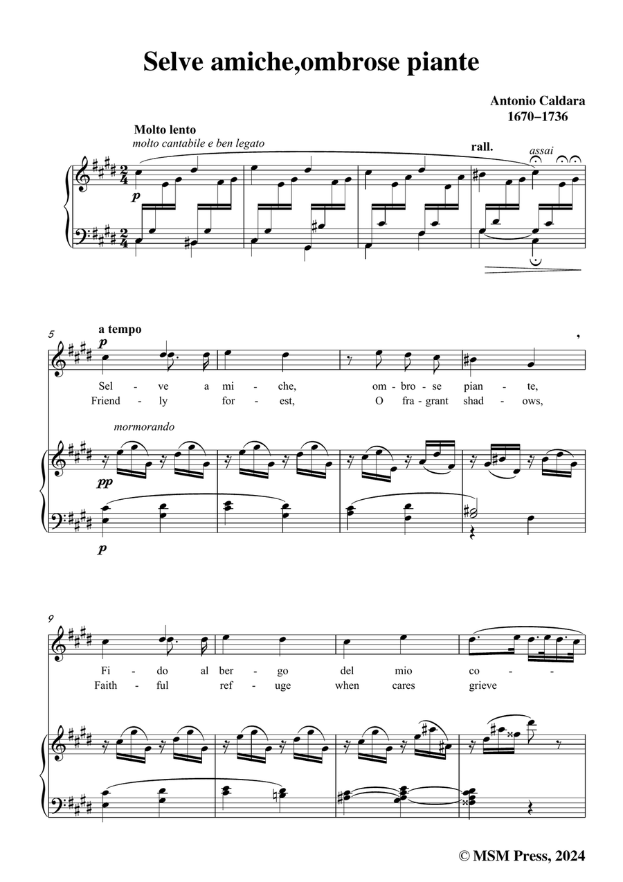 Caldara-Selve amiche,ombrose piante,in c sharp minor Piano, Vocal scores gallery preview page 3