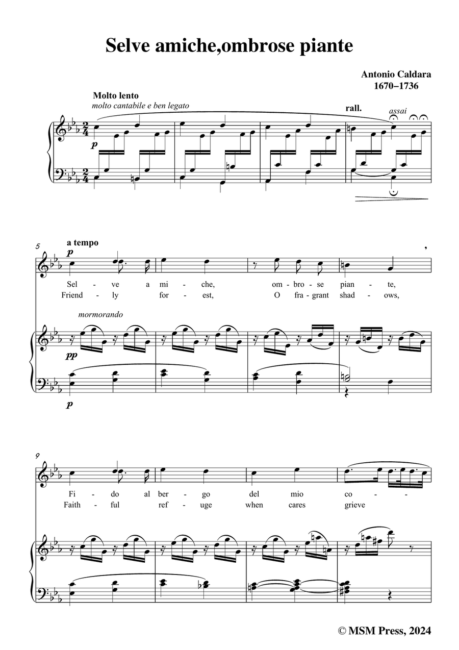 Caldara-Selve amiche,ombrose piante,in c minor Piano, Vocal scores gallery preview page 3