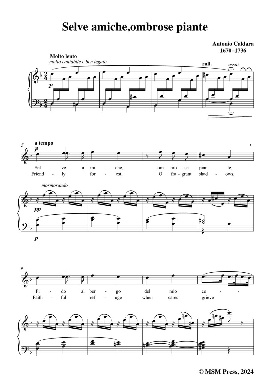 Caldara-Selve amiche,in d minor Piano, Vocal scores gallery preview page 3