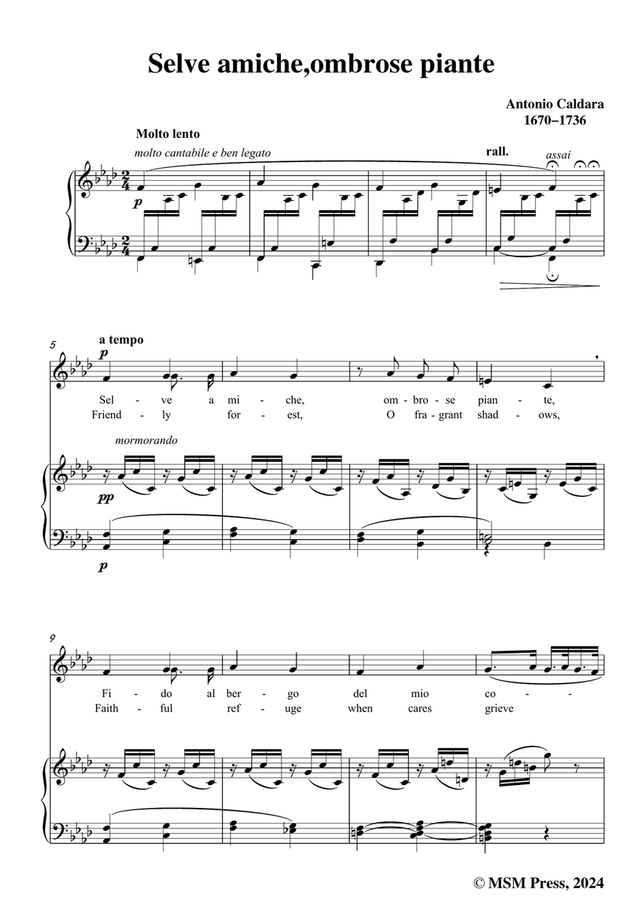 Caldara-Selve amiche,in f minor Piano, Vocal scores gallery preview page 3