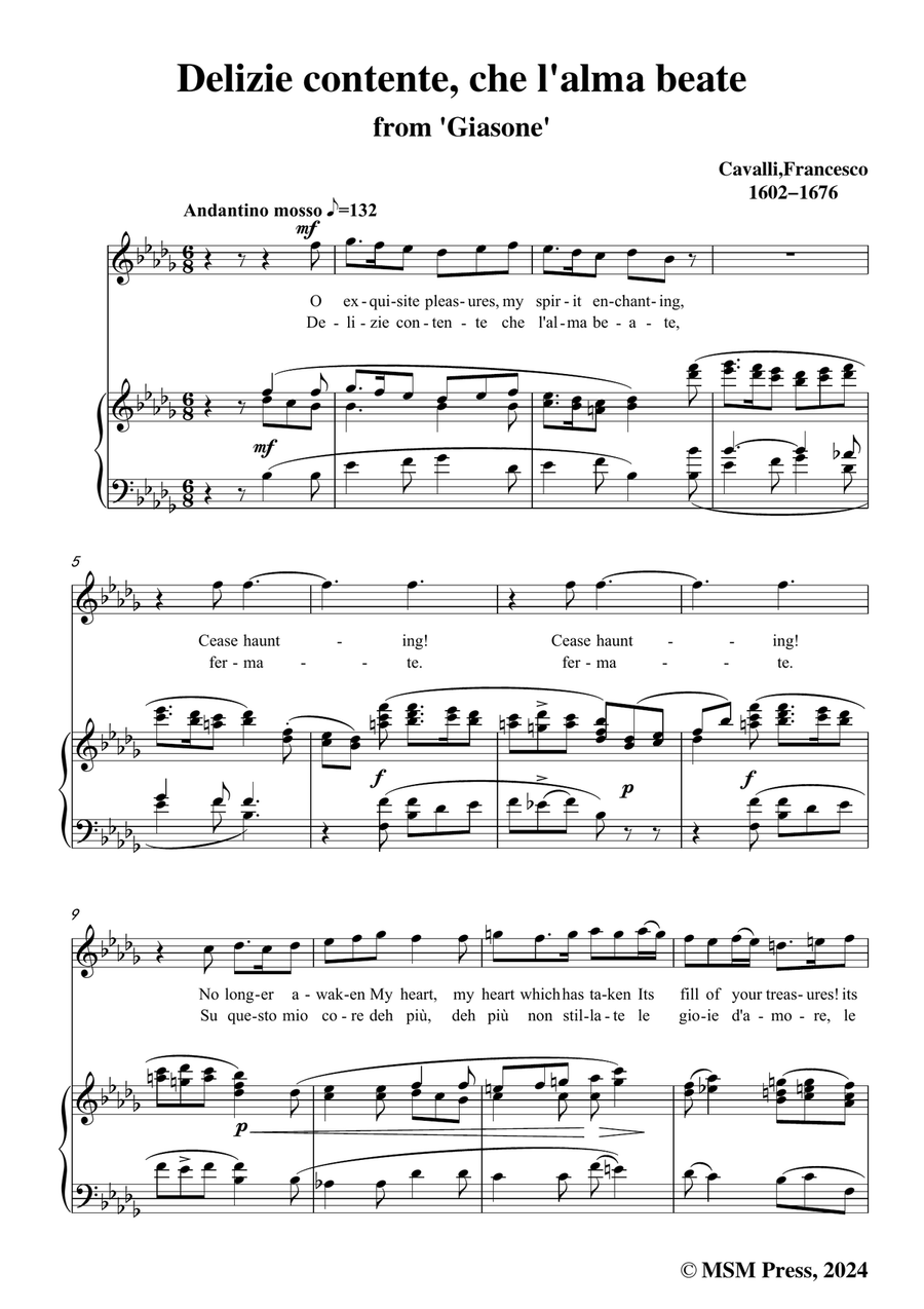 Cavalli-Delizie contente,in b flat minor Piano, Vocal scores gallery preview page 3