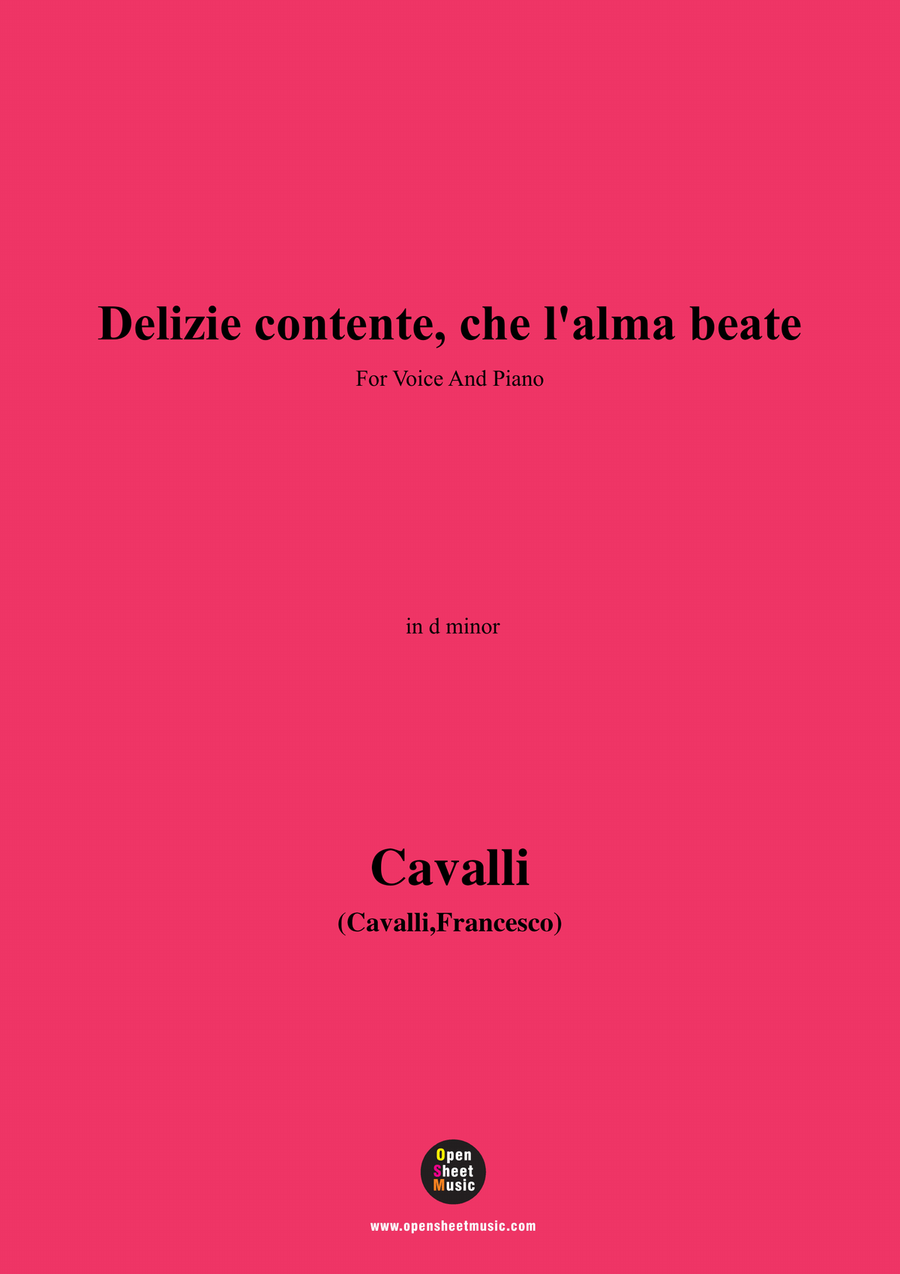 Cavalli-Delizie contente,in d minor Piano, Vocal scores gallery preview page 1