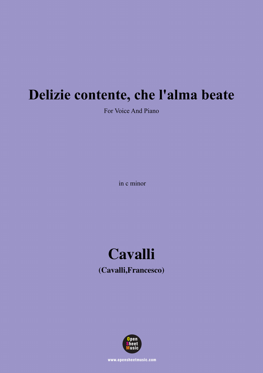 Cavalli-Delizie contente,in c minor Piano, Vocal scores gallery preview page 1