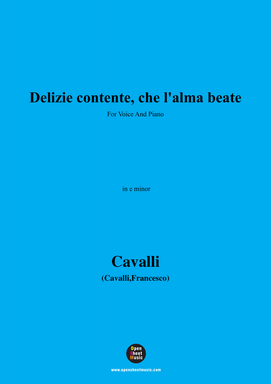 Cavalli-Delizie contente,in e minor Piano, Vocal scores gallery preview page 1