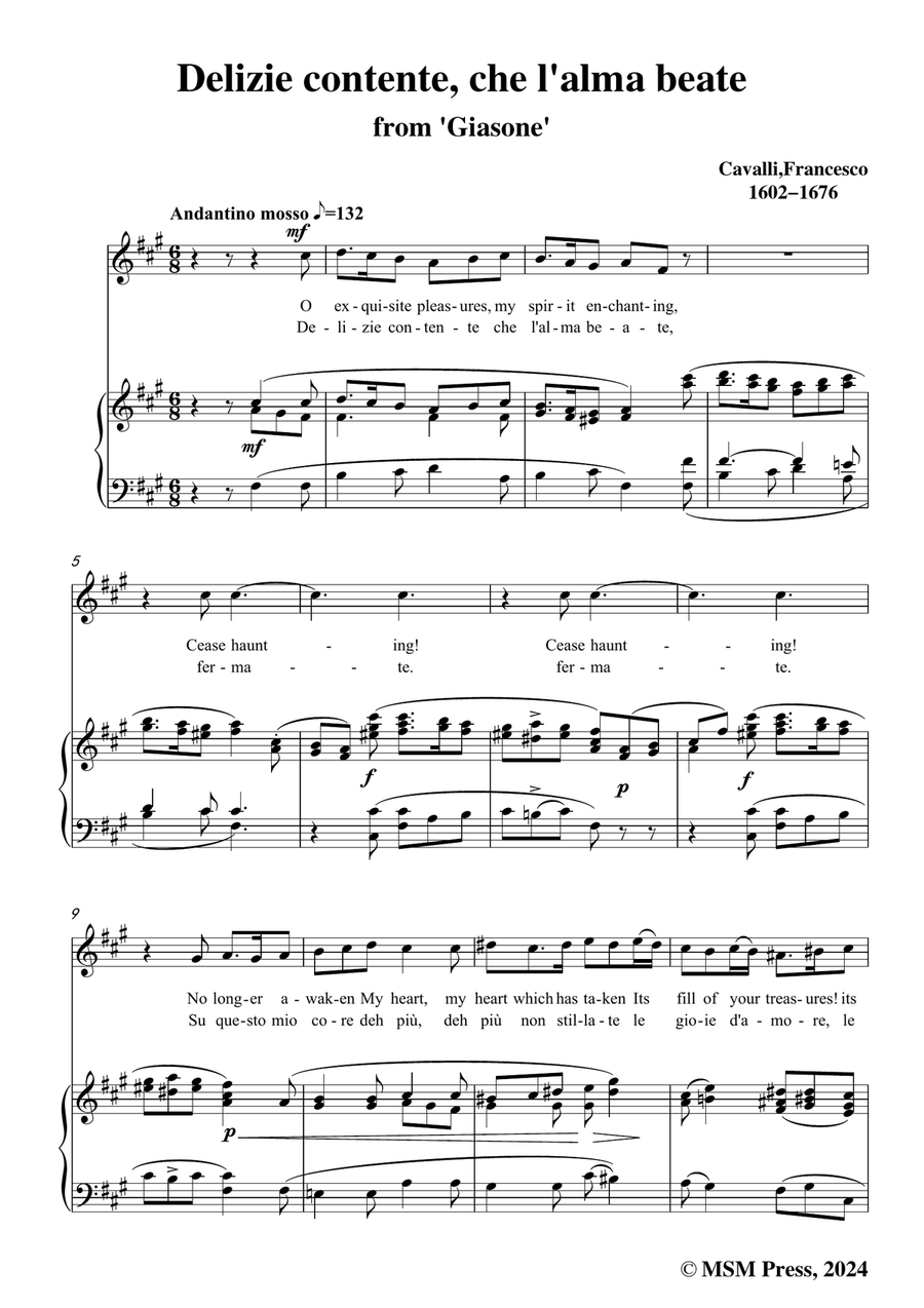 Cavalli-Delizie contente,in f sharp minor Piano, Vocal scores gallery preview page 3