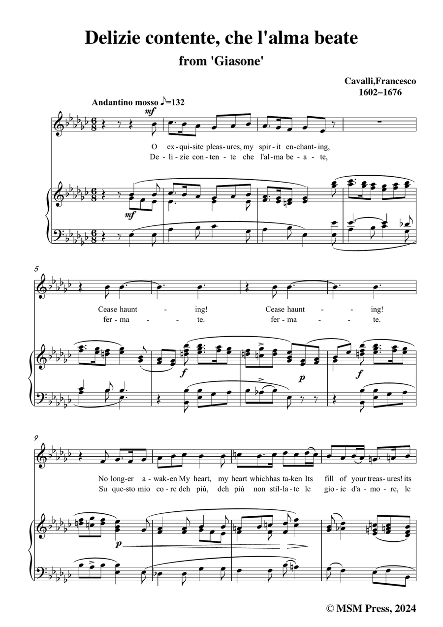 Cavalli-Delizie contente,in e flat minor Piano, Vocal scores gallery preview page 3