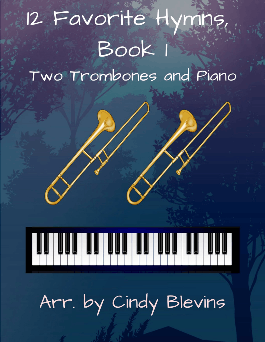 12 Favorite Hymns, Book 1, for Two Trombones and Piano Trombone Duet scores gallery preview page 1