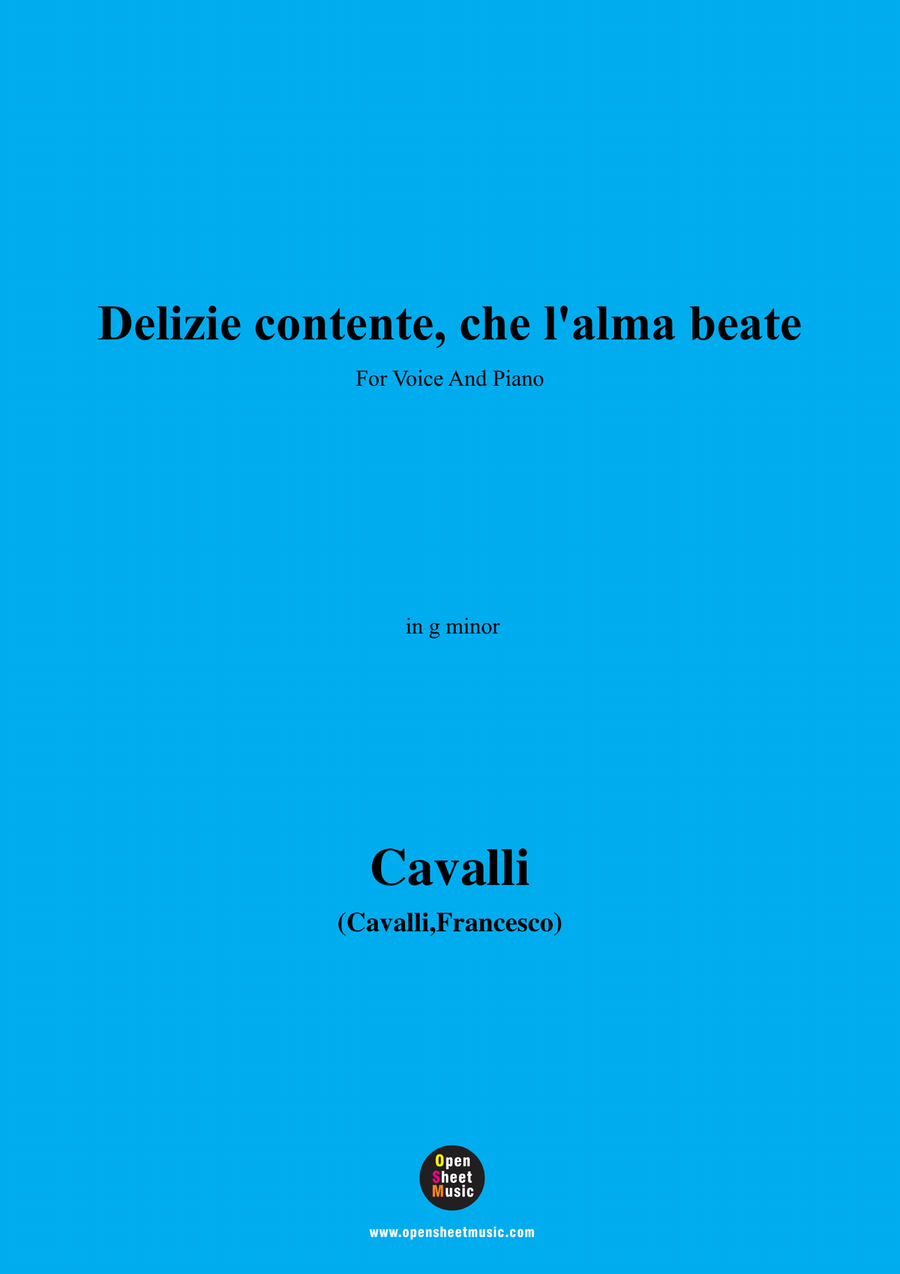 Cavalli-Delizie contente,in g minor Piano, Vocal scores gallery preview page 1