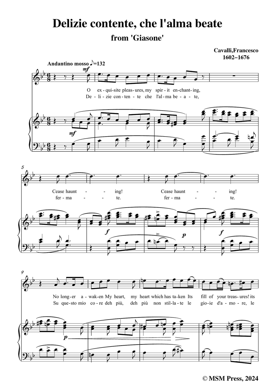 Cavalli-Delizie contente,in g minor Piano, Vocal scores gallery preview page 3