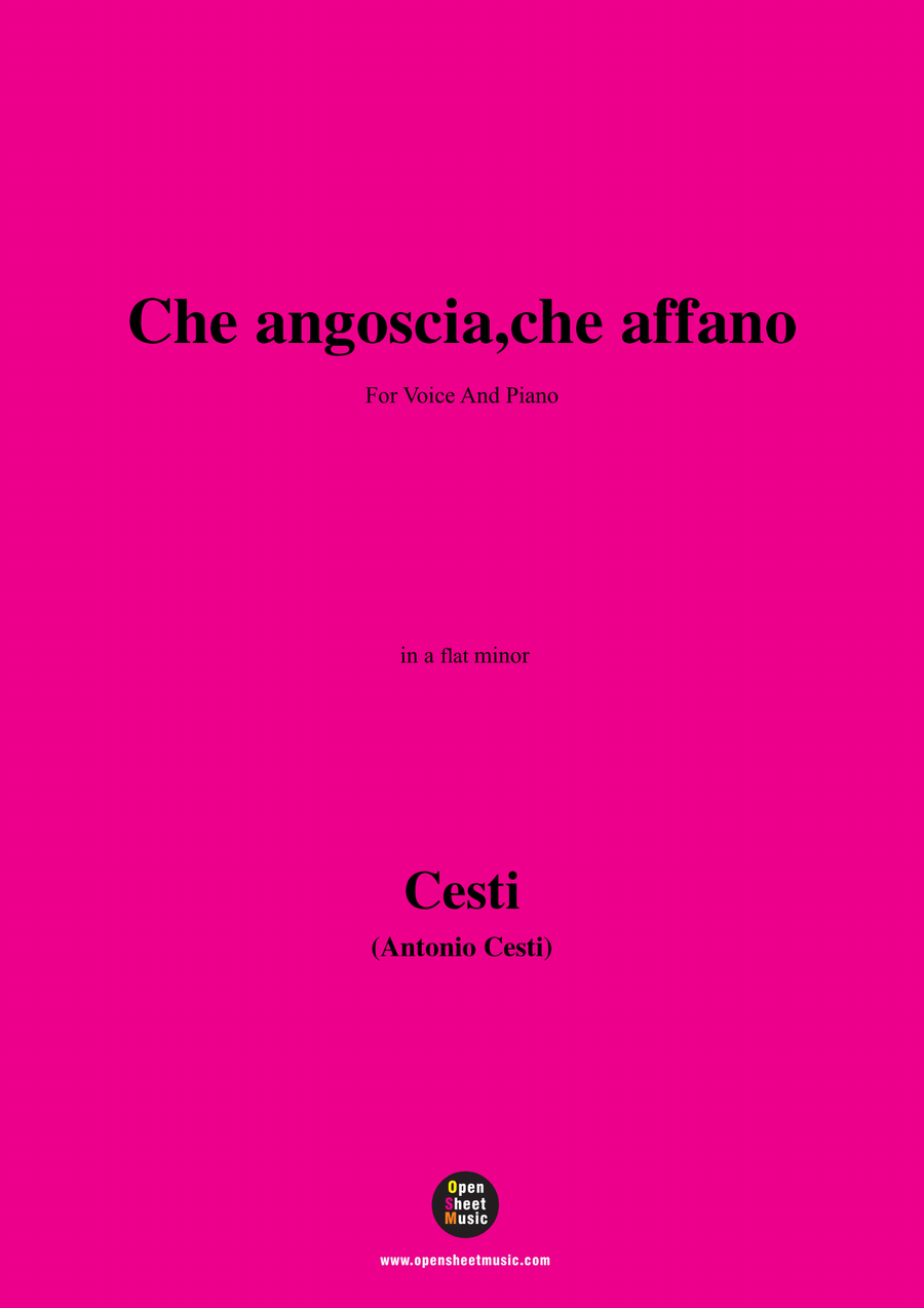 Cesti-Che angoscia,in a flat minor Piano, Vocal scores gallery preview page 1