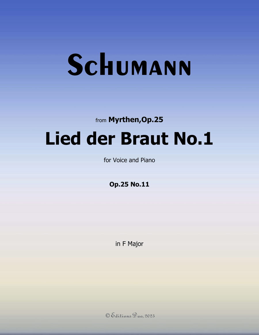 Lied der Braut No.1, by Schumann, Op.25 No.11, in F Major Piano, Vocal scores gallery preview page 1