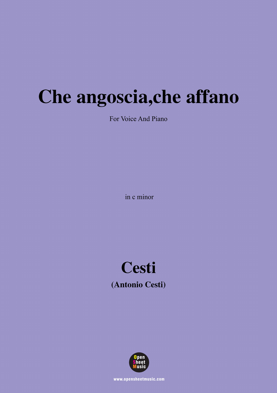 Cesti-Che angoscia,in c minor Piano, Vocal scores gallery preview page 1