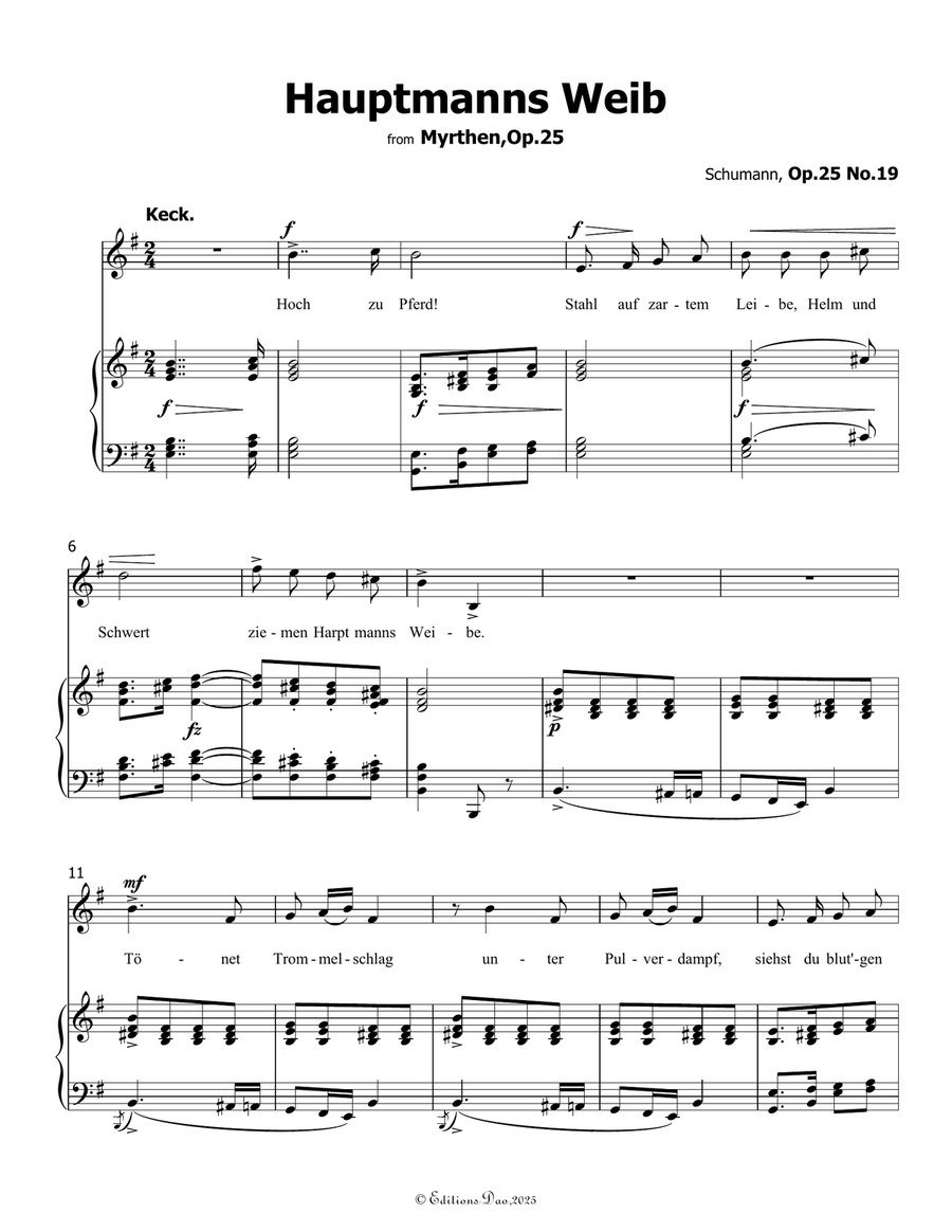 Hauptmanng Weib, by Schumann, Op.25 No.19, in e minor Piano, Vocal scores gallery preview page 3