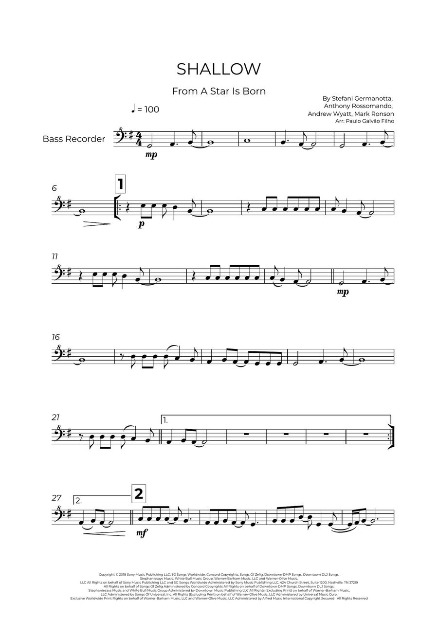Shallow Shallow Bass Recorder scores gallery preview page 2