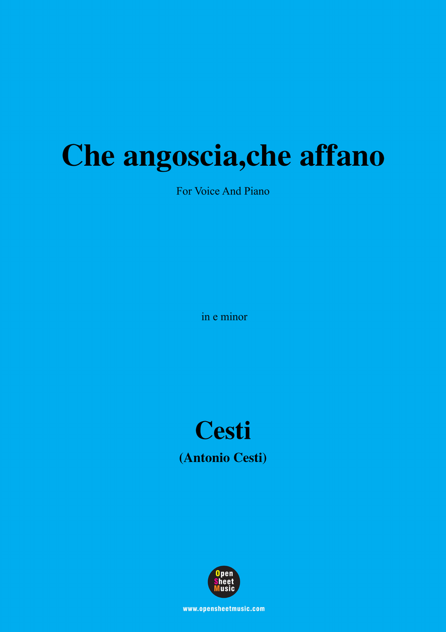 Cesti-Che angoscia,in e minor Piano, Vocal scores gallery preview page 1