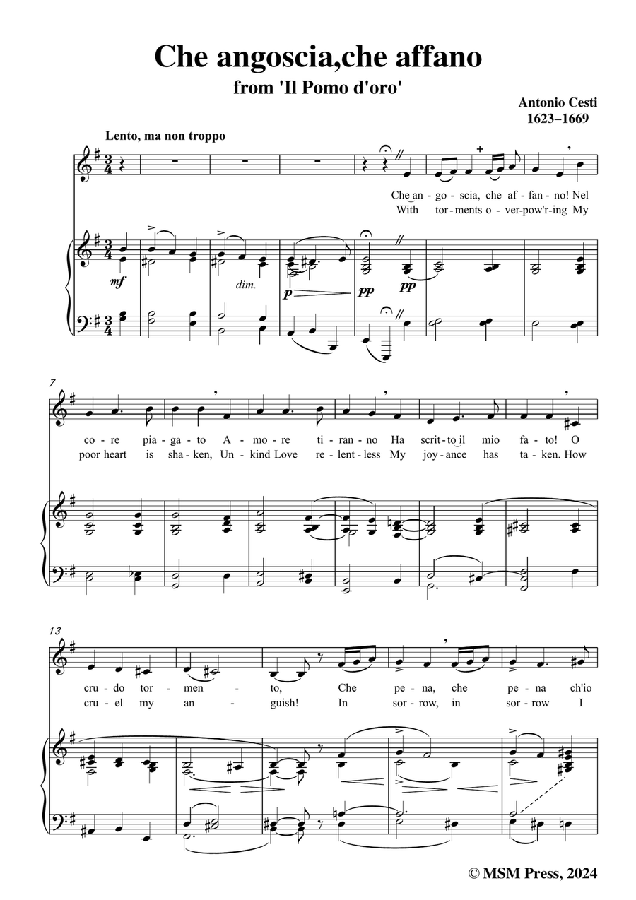 Cesti-Che angoscia,in e minor Piano, Vocal scores gallery preview page 3
