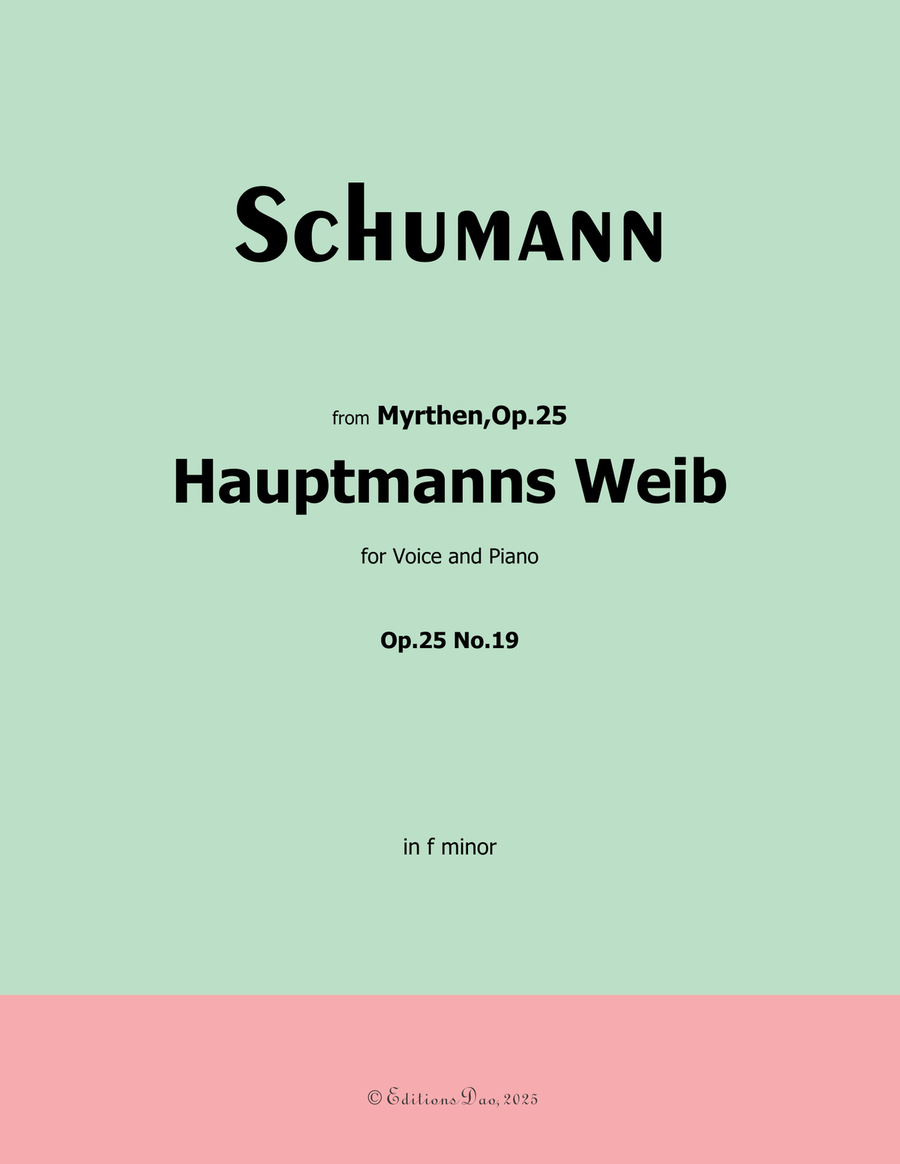 Hauptmanng Weib, by Schumann, Op.25 No.19, in f minor Piano, Vocal scores gallery preview page 1