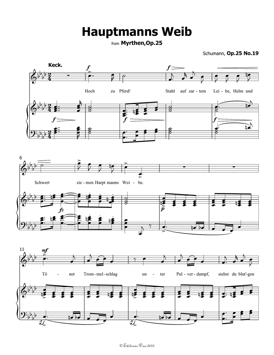 Hauptmanng Weib, by Schumann, Op.25 No.19, in f minor Piano, Vocal scores gallery preview page 3