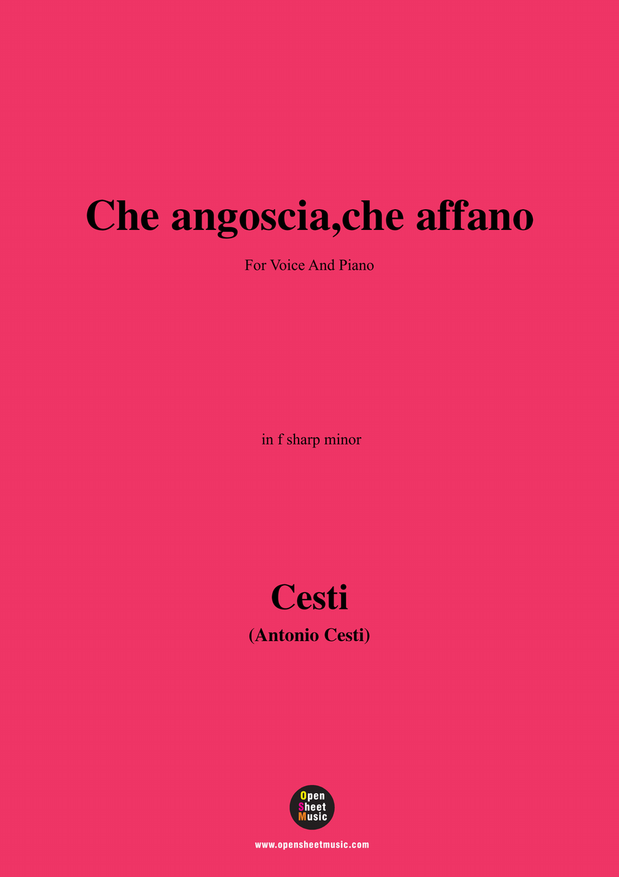 Cesti-Che angoscia,in f sharp minor Piano, Vocal scores gallery preview page 1