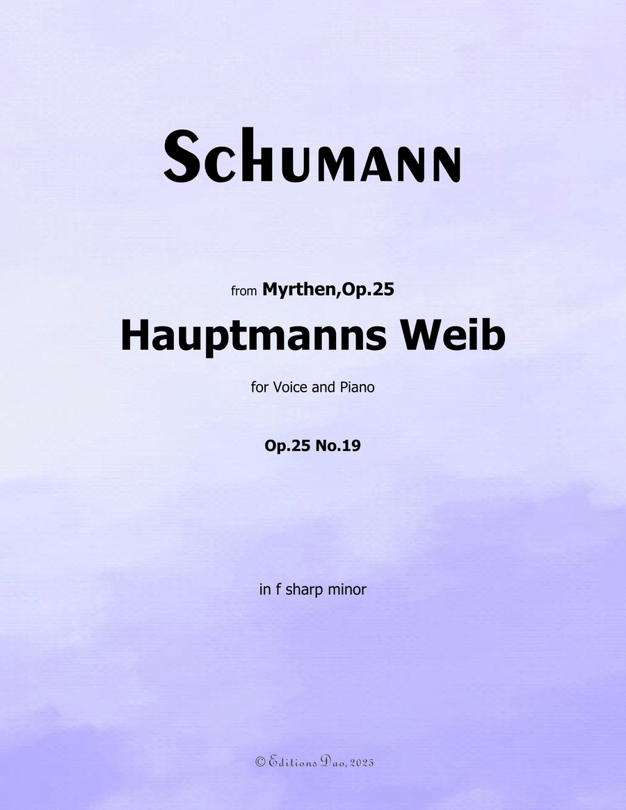 Hauptmanng Weib, by Schumann, Op.25 No.19, in f sharp minor Piano, Vocal scores gallery preview page 1