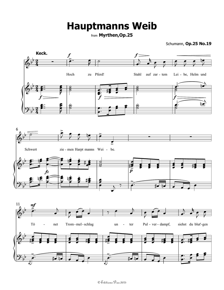 Hauptmanng Weib, by Schumann, Op.25 No.19, in g minor Piano, Vocal scores gallery preview page 3