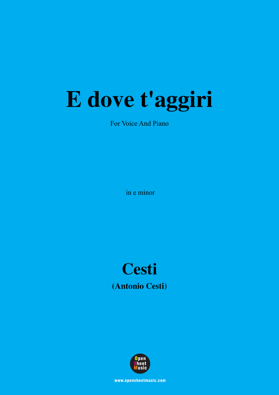 Cesti-E dove taggiri,in e minor Piano, Vocal scores gallery preview page 1