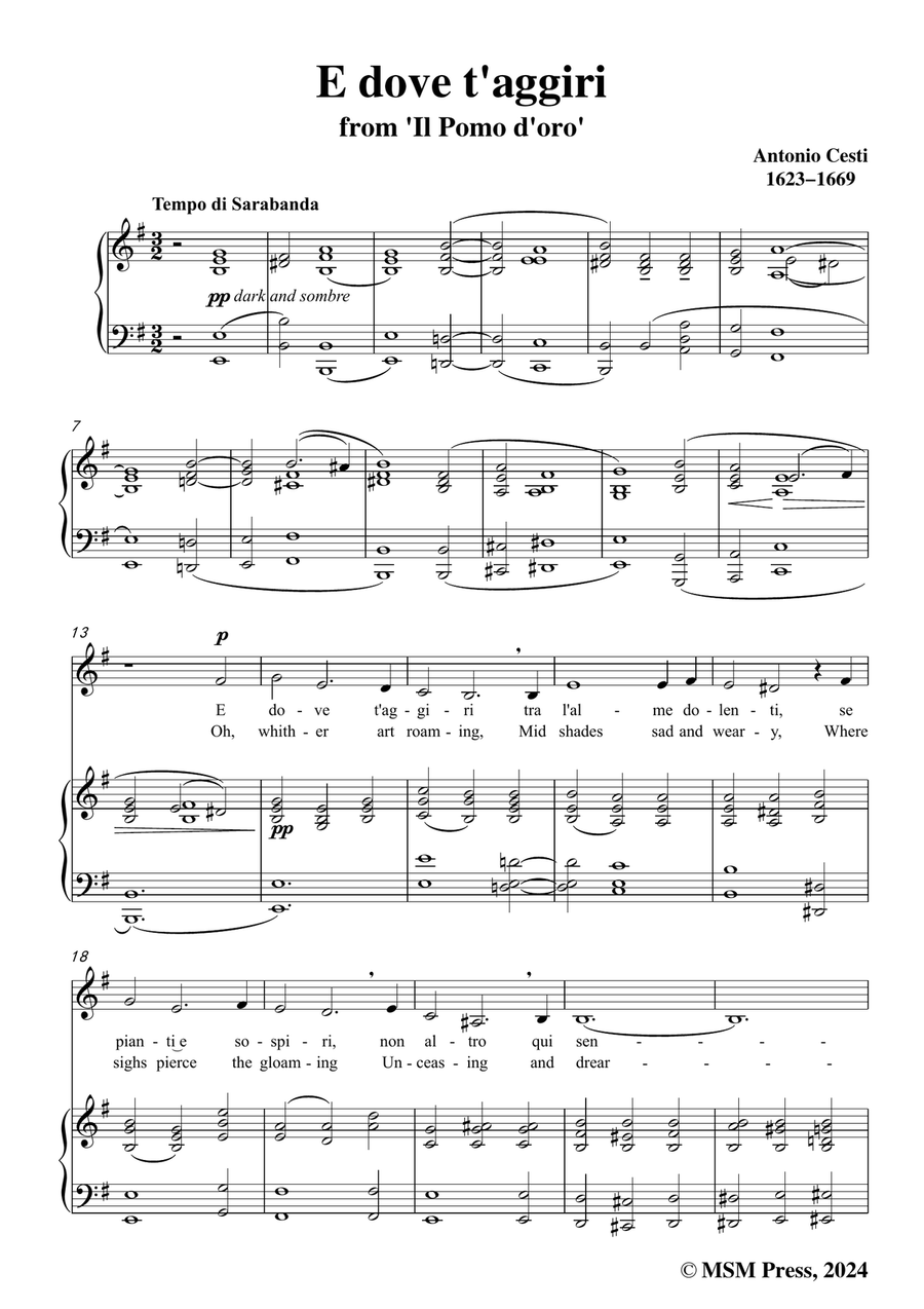 Cesti-E dove taggiri,in e minor Piano, Vocal scores gallery preview page 3