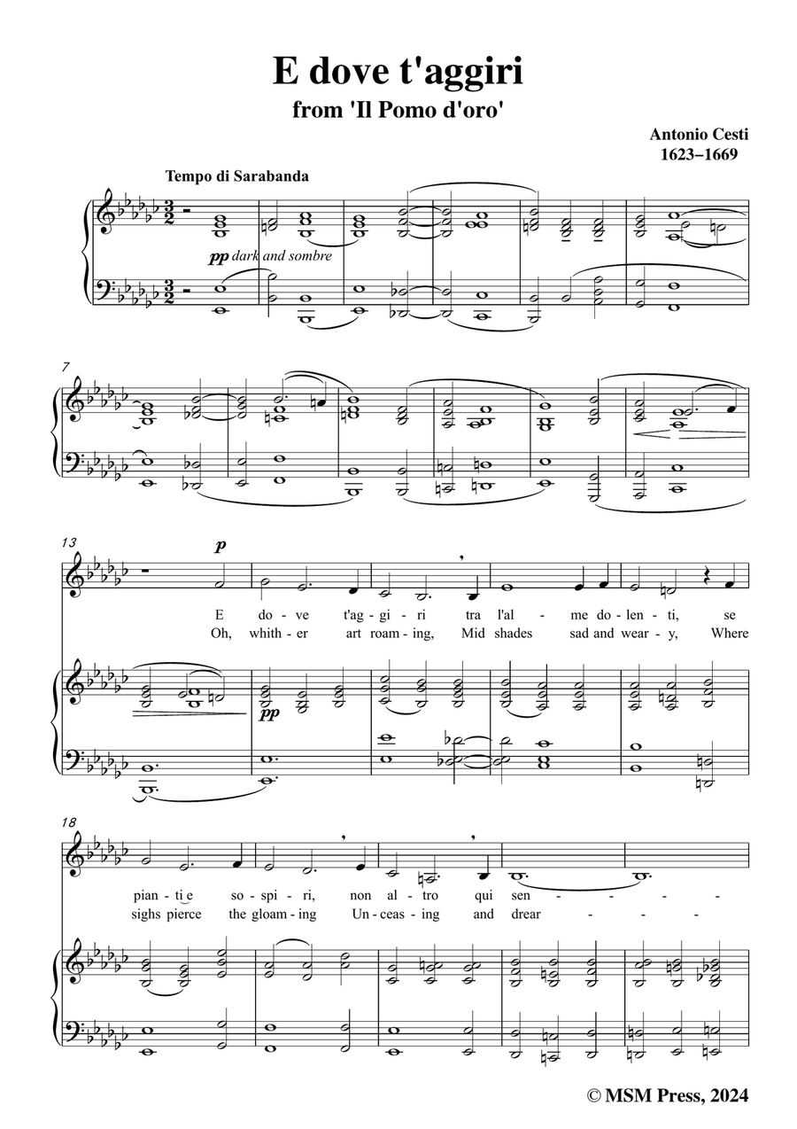 Cesti-E dove taggiri,in e flat minor Piano, Vocal scores gallery preview page 3