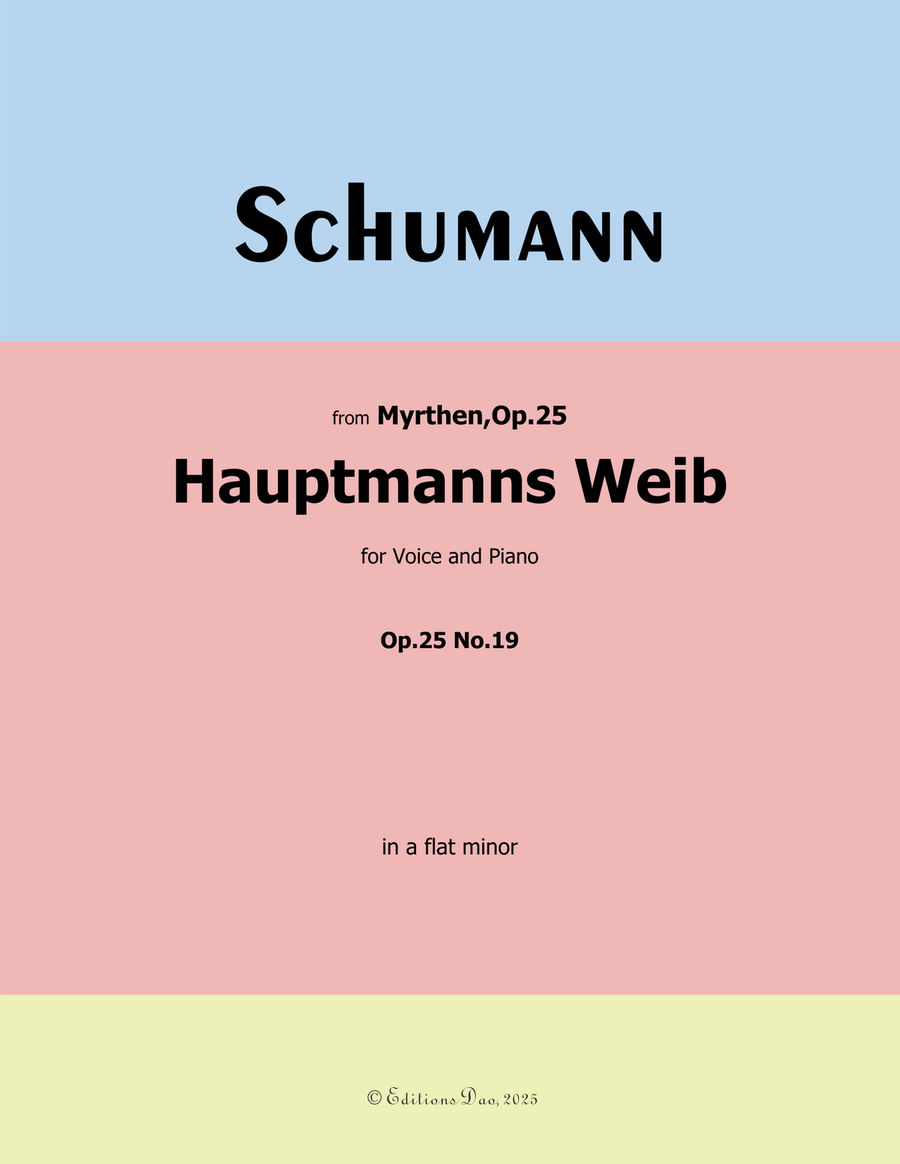 Hauptmanng Weib, by Schumann, Op.25 No.19, in a flat minor Piano, Vocal scores gallery preview page 1