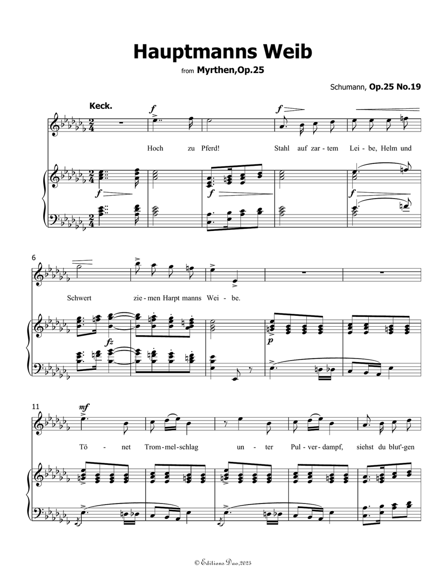 Hauptmanng Weib, by Schumann, Op.25 No.19, in a flat minor Piano, Vocal scores gallery preview page 3